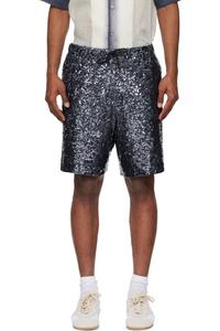 Темно-синие шорты с пайетками Dries Van Noten