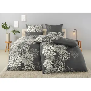 Постельное белье для дома «Сьюзен в размере. 135x200 или 155x220 см", в разном качестве, романтическое постельное белье с цветами Home Affaire, антрацит