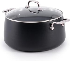 All-Clad HA1 Expert Hard Anodized антипригарная кастрюля с крышкой (7,6 л) для пасты и супа, безопасна для посудомоечной машины и духовки до 260°C, для всех типов плит (газ, электричество, индукция) - черная
