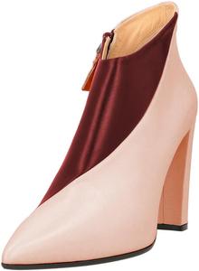 Женские ботильоны Maiyang с заостренным носком, двухцветной вставкой, на молнии сбоку, с массивным высоким каблуком, модные для вечеринок, шопинга и повседневной работы, размер 4-16 US, Red-Pink