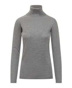Серый тонкий вязаный свитер с высоким воротником Fabiana Filippi, серый