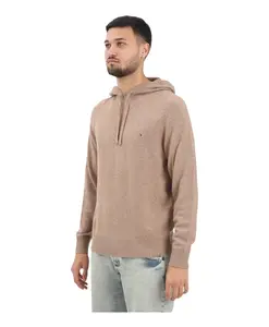 Толстовка с капюшоном из чистой овечьей шерсти с вышивкой флага Tommy Hilfiger, бежевый