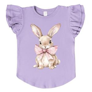 Футболка с принтом Bunny watercolor with bow и рукавами-крылышками The Juniper Shop, Lavender