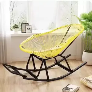 Yu Senyi Кресло-качалка из ротанга для взрослых, складное, желтое, усиленная конструкция