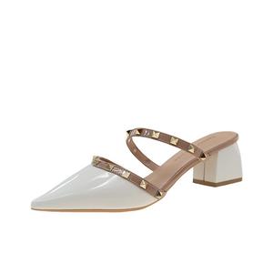 Take the Qin Женские противоскользящие тапочки с закрытым носком устойчивые к истиранию экрю 4 см, цвет Ecru-4cm