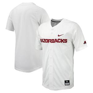Мужская белая бейсбольная джерси arkansas razorbacks с полной застежкой Nike