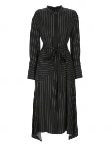 Платье миди Orlana в полоску с поясом Joseph, черный