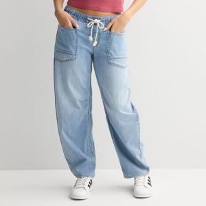 Джинсы-бочонки с завышенной талией на резинке для подростков So, цвет light
