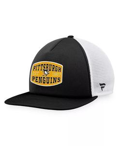 Мужская черная/белая кепка Pittsburgh Penguins из пенопласта с нашивкой спереди Trucker Snapback Fanatics, черный