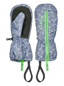 Playshoes Варежки с узором в виде звезд и застежкой-молнией, джинсово-синего цвета