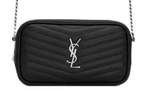 SAINT LAURENT LOU Кожаная сумка для фотоаппарата из коровьей кожи, кроссбоди, через плечо, женская, черная