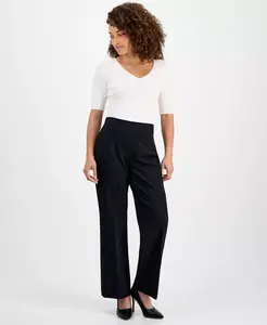 Маленькие брюки-понте с принтом в горошек Anne Klein, черный