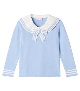 Хлопковый свитер Клаудины с бантом La Coqueta, Dusty Blue