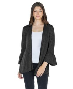 Женский вязаный кардиган с рукавами три четверти в форме колокола 24seven Comfort Apparel, Black