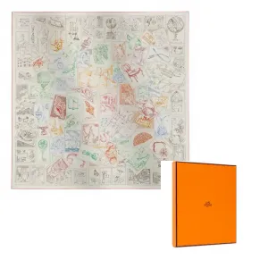 HERMES Шёлковый шарф Mulberry, Rose/White