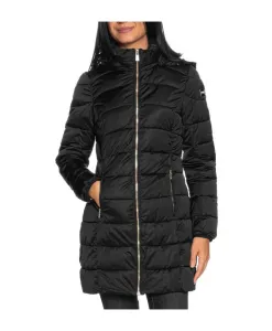 Длинная стеганая куртка с капюшоном Yes Zee, черный