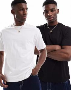 Набор из 2 свободных футболок Essentials черного и белого цветов Asos Design