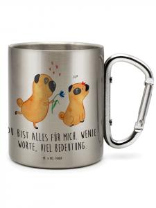 Кружка с мопсом, надписью Влюблен, серебряная Mr. & Mrs. Panda