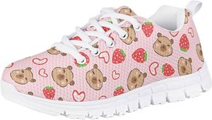 Кроссовки Jeiento для детей мальчиков и девочек, для бега и тенниса, дышащие спортивные кроссовки, размеры для малышей, маленьких и больших детей, Strawberry and Capybara