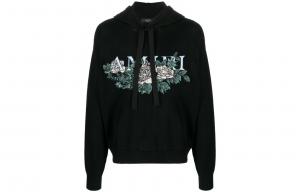 Чёрная худи с вышитым логотипом AMIRI на шнурке