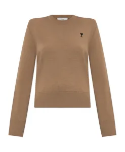 Свитер с логотипом Ami Paris, коричневый