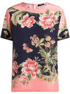 Футболка из шелка с принтом ETRO, синий