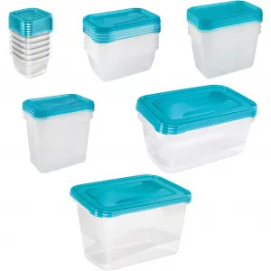 Контейнер для хранения продуктов Keeper "fredo Fresh", (набор, 23 шт.), прямоугольный, 90 - 2000 мл, дно и крышка, пластик Keeeper, цвет blau/transparent
