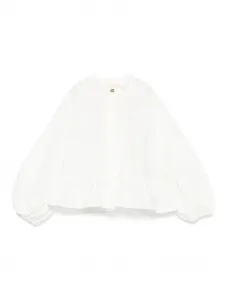 Топ с рукавами-фонариками и оборками Elisabetta Franchi La Mia Bambina, белый