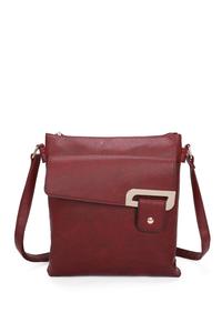 Сумка через плечо из искусственной кожи с тремя отделениями Clasico и пряжкой с золотым акцентом Fontanella Fashion, красный