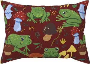 Pevtufa Наволочка с принтом лягушек и грибов с застежкой конверт Frogs and Mushrooms