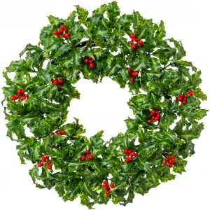 Креативный зеленый декоративный венок «Новогодние украшения» с ягодами илекса Creativ Green