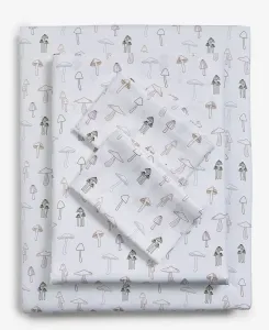 Комплект постельного белья из хлопкового сатина с принтом, 4 предмета, размер «пол» Arch Studio, Mushroom