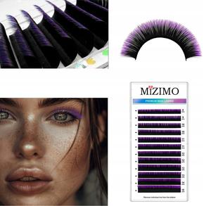 Однотонные ресницы 8-15 мм, изгиб D, 12 полосок ЧЕРНО-ФИОЛЕТОВЫЕ Tojato