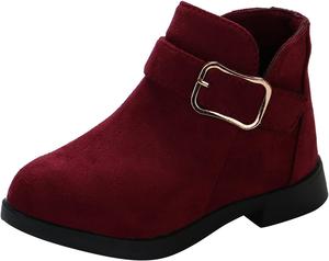 Детские ботильоны на молнии сбоку, удобные короткие ботинки с низким каблуком, короткие платьевые ботинки, повседневная обувь для ходьбы, для маленьких и больших детей JEUROT, Red