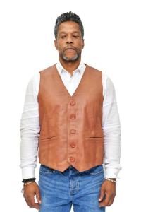 Классический кожаный жилет честер Infinity Leather, коричневый