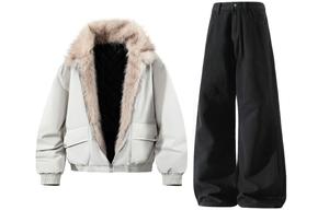 Толстовка Casual Sportswear утепленная с флисовой подкладкой X1617, серый coat+черный pants