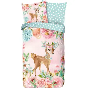 Доброе утро детское постельное белье «Sweet2», хлопок, 135х200, молния, двусторонняя, детский, девочка, олень, розовый Good Morning
