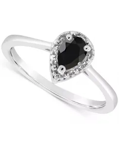 Кольцо в форме груши с лабрадоритом и бриллиантами из стерлингового серебра (также из оникса и бирюзы) Macy'S, onyx