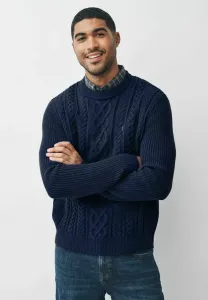 Классический крой, клетчатый оксфордский джемпер-накидка Next, New Navy Blue Aran Cable