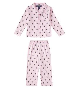 Хлопковые фланелевые пижамы Polo Ralph Lauren Kids, White/Carmel Pink