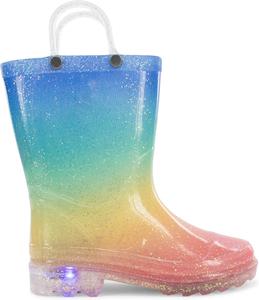 Детские водонепроницаемые светящиеся резиновые сапоги Western Chief с ручками для удобного надевания и снятия для мальчиков и девочек, Sparkle Metallic