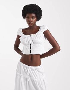 Белый топ-доярка Miss Selfridge из поплина – часть комплекта