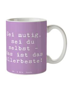 Кружка с надписью Мужество постоять за себя в лавандовом цвете. Mr. & Mrs. Panda