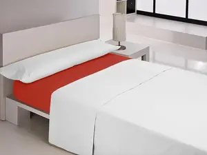 Простыня на резинке MIX COLORS Красный двуспальный матрас 150 х 200 + 30 см Happy Home