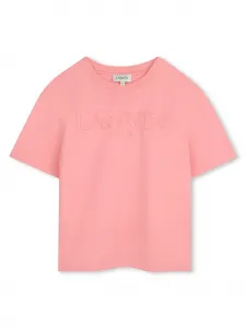 Футболка с вышитым логотипом Lanvin Enfant, розовый