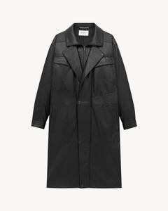 Длинное пальто из пузырчатой овечьей кожи SAINT LAURENT, черный