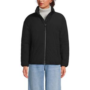 Женская утепленная куртка с воротником-стойкой для поездок на работу Lands' End, черный