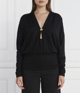 Лонгслив женский Pinko свободного кроя с вырезом на пуговице, черный