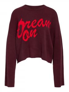 Вязаный свитер с эффектным дизайном в бордовом цвете. Noisy may