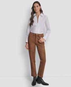 Женские прямые замшевые брюки со средней посадкой DKNY Jeans, Burnt Sugar